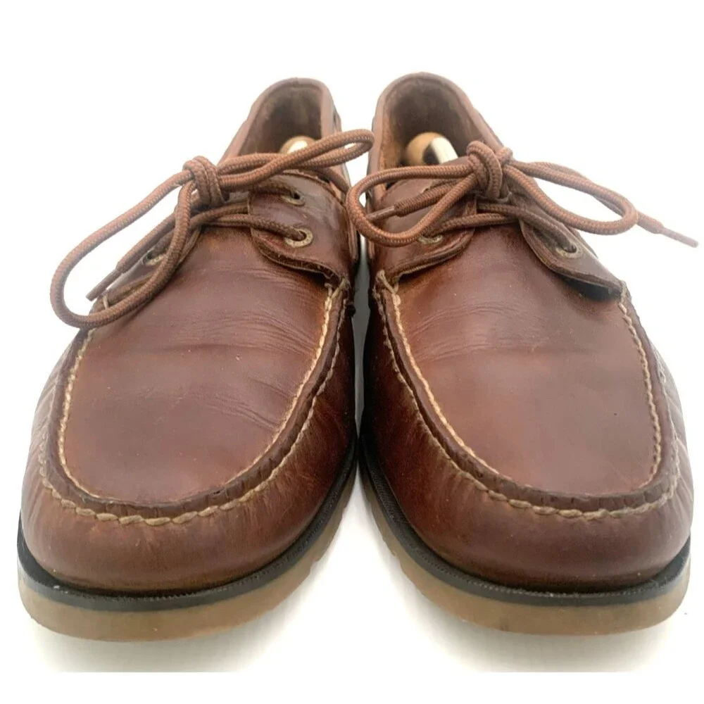 Sperry Top-Sider Leeward 2-Eye Leather Boat Brown Shoes STS18231 Men's Size 13M